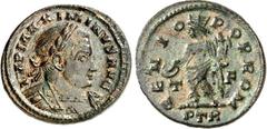 RÖMER RÖMISCHES KAISERREICH. MAXIMINUS II. Daia, Augustus 310-313. AE-Follis 22/23mm (310/313) 4,74g, Trier, 1. Off. Gepanzerte Büste m. Lkr. n.r. IMP MAXIMINVS AVG / GENIO - POP ROM Genius steht n.l.
