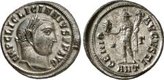 RÖMER RÖMISCHES KAISERREICH. LICINIUS I. 308-324. Bi-Follis 22mm (312) 4,91g, Antiochia, 3. Off. Kopf m. Lkr. n.r. IMP C LIC LICINNIVS P F AVG / GENIO - AVGVSTI Genius steht m. Solkopf n.l.; im Feld S