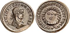 RÖMER RÖMISCHES KAISERREICH. Licinius II. Caesar 317-324. Bi-Follis 19mm (321/322) 3,07g, Ticinum, 3. Off. Paludamentbüste m. Lkr. n.r. LICINIVS IVN NOB CAES / - DOMINORVM NOSTRORVM CAESS um Kranz; mi
