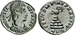 RÖMER RÖMISCHES KAISERREICH. CONSTANS Augustus 337-350. AE-Centenionalis 19mm (348/350) 2,60g, Siscia, 5. Off. Paludamentbüste m. Perlendiadem n.r. D N CONSTA-NS P F AVG / FEL TEMP - REPARATIO Phönix 