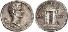 RÖMER RÖMISCHES KAISERREICH. AUGUSTUS 27 v. Chr. -14 n. Chr. Cistophorus (Trinio) (19/18 v.Chr.) 11,35g, Ephesus. Kopf n.r. IMP. IX. TR. PO. V / MART - VLTO Rundtempel des Mars Ultor mit Kuppeldach au