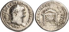 RÖMER RÖMISCHES KAISERREICH. Titus, Caesar z.Z. Vespasianus 69-79. Denar (80) 2,92g, Rom. Kopf mit Lorbeerkranz n.r. IMP TITVS CAES VESPASIAN AVG PM / TRP IX IMP XV COS VIII PP Stuhl mit Dreieckigem T