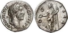 RÖMER RÖMISCHES KAISERREICH. ANTONINUS PIUS Augustus 138-161. Denar (145/148) 3,13g. Belorb. Kopf n. r. ANTO NINVS AVG PIVS PP / COS IIII Concordia steht n. l., hält Schale und Zepter. RIC 129, BMC 52