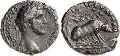 RÖMER RÖMISCHES KAISERREICH. ANTONINUS PIUS Augustus 138-161. AE-As (140/144) 9,76g. Kopf m. Lkr. n.r. ANTONINVS AVG - PIVS P P TR P COS [III] / IMPERATOR II - S C Sau säugt Frischlinge unter Ficus Ru