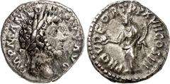 RÖMER RÖMISCHES KAISERREICH. MARCUS AURELIUS, Augustus 161-180. Denar (163) 3,33g. Belorb. Kopf n.r. IMP M ANTONINVS AVG / PROV DEOR TR P XVII COS III Providentia steht mit Füllhorn und Globus v.v., K