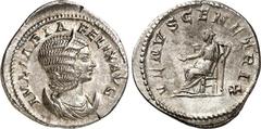 RÖMER RÖMISCHES KAISERREICH. Iulia Domna als Mutter des Caracalla 212-217. Antoninian (216) 4,37g. Drapierte Büste mit Diadem auf Halbmond n. r. IVLIA PIA FELIX AVG / VENVS GENETRIX Venus sitzt n. l. 