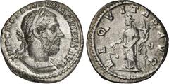 RÖMER RÖMISCHES KAISERREICH. MACRINUS 217-218. Denar (217/218) 3,16g. Panzerbüste m. Lkr. n.r. IMP C M OPEL SEV MACRINVS AVG / AEQVITAS AVG Aequitas steht n.l. RIC 53, BMC 58 Anm., C. 2a. .