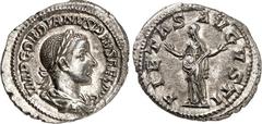 RÖMER RÖMISCHES KAISERREICH. GORDIANUS III. Augustus 238-244. Denar (Ende 239/240) 3,81g. Paludamentbüste m. Lkr. n.r. IMP GORDIANVS PIVS FEL AVG / PIETAS AVGVSTI Pietas steht betend n.l. RIC 129, C. 