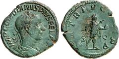 RÖMER RÖMISCHES KAISERREICH. GORDIANUS III. Augustus 238-244. AE-Sesterz (242) 15,05g, Rom. Büste mit Panzer, Paludamentum und Lorbeerkranz n.r. IMP GORDIANVS PIVS FEL AVG / P M TR P V COS II P P - S 