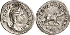 RÖMER RÖMISCHES KAISERREICH. Otacilia Severa, Gemahlin des Philippus I. 244-249. Antoninian (248) 4,02g, 4. Off. Pallabüste m. Diadem a. Mondsichel n.r. OTACIL SEVERA AVG / SAECVLARES AVGG Nilpferd sc