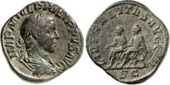 RÖMER RÖMISCHES KAISERREICH. PHILIPPUS II., Augustus 247-249. AE-Sesterz (248/249) 16,00g. Büste mit Panzer, Paludamentum und Lorbeerkranz n.r. IMP M IVL PHILIPPVS AVG / LIBERALITAS AVGG III - S C Phi