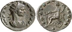 RÖMER RÖMISCHES KAISERREICH. AURELIANUS 270-275. Bi-Antoninian (272) 3,36g, Mailand. Büste mit Panzer und Strahlenkrone n.r. IMP AVRELIANVS AVG / FORTVNA R-EDVX Fortuna thront mit Füllhorn und Ruder n