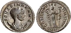 RÖMER RÖMISCHES KAISERREICH. Severina, Gemahlin des Aurelianus 274-275. AE-Antoninian (275) 3,89g, Siscia. Büste mit Palla und Diadem auf Mondsichel n.r. SEVERI-NAE AVG / CONCOR-DIAE M-ILITVM Concordi