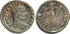 RÖMER RÖMISCHES KAISERREICH. Constantius I. Chlorus Caesar 293-305. AE-Follis 26mm (297) 10,42g, Carthago, 3. Off. Kopf m. Lkr. n.r. CONSTANTIVS NOB CAES / FELIX A-DV-ENT AVGG NN Africa steht n.l.; l.