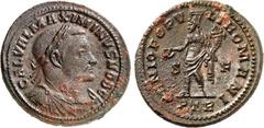 RÖMER RÖMISCHES KAISERREICH. Maximinus II. Daia, Caesar 305-309. AE-Follis 29mm (306/307) 10,9g, Trier, 1. Offizin. Büste mit Panzer, Paludamentum und Lorbeerkranz n.r. GAL VAL MAXIMINVS NOB C / GENIO