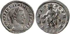 RÖMER RÖMISCHES KAISERREICH. MAXIMINUS II. Daia, Augustus 310-313. AE-Follis 22mm (310/313) 4,01g, Trier. Belorb. gepanzerte Büste n. r. IMP MAXIMINVS P F AVG / GENIO POP ROM Genius steht n. l., hält 