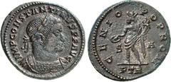 RÖMER RÖMISCHES KAISERREICH. CONSTANTINUS I. der Große, Augustus 306(310)-337. AE-Follis 26/25mm (307/308) 7,79g, Trier, 1. Off. Panzerbüste m. Lkr. n.r. IMP CONSTANTINVS P F AVG / GENIO - POP ROM Gen