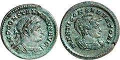 RÖMER RÖMISCHES KAISERREICH. CONSTANTINUS I. der Große, Augustus 306(310)-337. AE-Follis 23mm (310/313) 4,12g, Trier. Panzerbüste m. Lkr. n.r. IMP CONSTANTINVS AVG /MARTI CONSERVATORI Behelmte Büste d