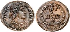 RÖMER RÖMISCHES KAISERREICH. IOVIANUS 363-364. AE-Centenionalis 19/21mm 3,15g, Sirmium, 1. Off. Paludamentbüste m. Perlendiadem n.r. D N IOVIA-NVS P F AVG / VOT V MVLT X im Kranz; unten ASIRM. RIC 118
