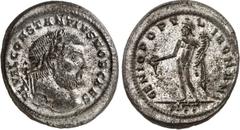 RÖMER RÖMISCHES KAISERREICH. Constantius I. Chlorus Caesar 293-305. AE-Follis 27/28mm (296/297) 11,62g, Heraclea, 2. Off. Kopf m. Lkr. n.r. FL VAL CONSTANTIVS NOB CAES / GENIO POPV-L-I ROMANI Genius s