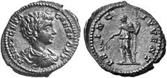 THE JULIO-CLAUDIAN DYNASTY GETA, AD 209-212 No.: 140 Schätzpreis - Estimation CHF 280.- As Caesar. Denarius, AD 201; 3.28 g. Obv. P SEPT GETA - CAES PONT Draped and cuirassed bareheaded bust r. Rev. P
