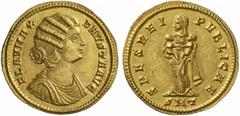 KAISERZEIT FAUSTA, Gattin des Constantinus I. des Grossen, †326. No.: 279 Schätzpreis/Estimate: CHF 120000.- d=28 mm%%%% Doppel-Solidus zur Feier des 3. Consulates von Crispus und Constantinus II. Tic
