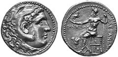 ANCIENT GREEK COINS KINGS OF MACEDONIA ALEXANDER III, THE GREAT, king 336-323. No.: 32 Schätzpreis/Estimate: CHF 800.- d=29 mm Tetradrachm, posthumous, Rhodos, about 201-190. Similar to previous. Rev.
