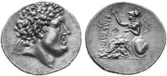 ANCIENT GREEK COINS ATTALID KINGDOM OF PERGAMUM No.: 45 Schätzpreis/Estimate: CHF 1500.- d=32 mm EUMENES II, 197-160. Tetradrachm, about 169-160. Laureate head of Philetaerus r. Rev. FILETAIROU Athena