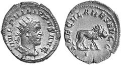 RöMISCHE MüNZEN KAISERZEIT Philippus I. Arabs No.: 645 Schätzpreis - Estimation DM 120,- Philippus I. Arabs, 244-249. Antoninian zur Jahrtausendfeier, 248. Drap. Büste mit Strkr. n. r. Rv. SAECVLARES 