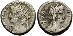 GRIECHISCHE MÜNZEN UNTER RÖMISCHER HERRSCHAFT ÄGYPTEN. ALEXANDRIA. Tiberius, 14-37. Billon-Tetradrachmon, Jahr 13, 66-67. Büste des Nero mit Strkr. n.l., im Feld l. LIΓ. Rv. Verschleierter Kopf der He