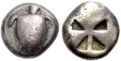 GRIECHISCHE MÜNZEN AIGINA. Stater, 6. Jh. v. Chr. Schildkröte. Rv. Unregelmäßiges viergeteiltes Quadratum incusum. 12,05 g. SNG Delepierre 1513. Getönt. Sehr schön