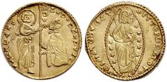 COINS OF THE CRUSADER STATES AND SUCCESSORS FRANKISH GREECE AND THE ARCHIPELAGO:ACHAIA. UNCERTAIN 14th AND 15th CENTURY AEGEAN AREA ISSUES. Ducat in base gold in imitation of a Venetian issue of Andre