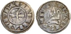 COINS OF THE CRUSADER STATES AND SUCCESSORS CARYTAENA. HELENA ANGELINA COMNENA, ca.1291-1300. Denier tournois. Cross, +.HELENA° DI. GR-A° Rv. Castle, +CLARICTIA (S-E) 0.69 g. Metc. 1129, Schl. XII, 28