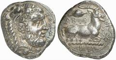 CYPRUS, Salamis. Evagoras I. Circa 411-374 BC. Stater (Silver, 10.93 g 1). E u fa go ro, (in Cypriot syllabic script). Head of bearded Herakles to right, wearing lion skin headress. Rev. Ba si le fo s