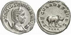 Otacilia Severa. Augusta, AD 244-249. Antoninianus (Silver, 4.28 g 6), Rome, 248. OTACIL SEVERA AVG Diademed and draped bust of Otacilia Severa on crescent to right. Rev. SAECVLARES AVGG / IIII Hippop