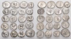 Large Lots ROMAN IMPERIAL. Circa 3rd century. (Silver, 65.70 g). A lot of Twenty (20) Roman silver coins, including sixteen denarii, ranging from Hadrian to Gordian III, as well as four antoniniani, r