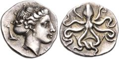 Collection Sans Pareille: Highly Important Collection of Greek Fractions SICILY. Syracuse. Dionysios I, 405-367 BC. Litra (Silver, 11.5 mm, 0.80 g, 10 h), circa 405-400. Head of Arethusa to right, wea