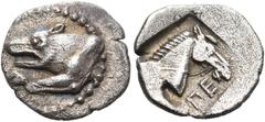 Collection Sans Pareille: Highly Important Collection of Greek Fractions THESSALY. Perrhaiboi. Circa 462/1-460 BC. Obol (Silver, 11.5 mm, 0.86 g, 3 h). Forepart of wolf to left; border of dots. Rev. Π
