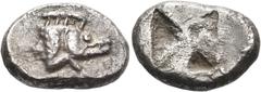 Collection Sans Pareille: Highly Important Collection of Greek Fractions PHOKIS. Pre-Federal. Late 6th century BC. Quarter Stater (Silver, 15 mm, 3.41 g), on the Milesian standard. Forepart of a boar 