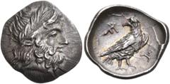 Collection Sans Pareille: Highly Important Collection of Greek Fractions ELIS. Olympia. 107th-108th Olympiad, circa 352-348 BC. Obol (Silver, 13 mm, 0.92 g, 10 h). Laureate head of Zeus to right. Rev.