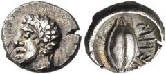 Collection Sans Pareille: Highly Important Collection of Greek Fractions LYDIA. Uncertain mint. Ifes or Ibfes, circa 425-400 BC. Hemiobol (Silver, 8 mm, 0.43 g, 6 h). Youthful male head to left. Rev. 