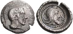 Collection Sans Pareille: Highly Important Collection of Greek Fractions DYNASTS OF LYCIA. Tlos. Uncertain Dynast, Circa 400-380 BC. Obol (Silver, 9 mm, 0.59 g, 7 h). Head of Athena to right,wearing A