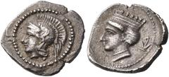Collection Sans Pareille: Highly Important Collection of Greek Fractions DYNASTS OF LYCIA. Araxa. Uncertain dynast, Circa 380 BC. Obol (Silver, 12 mm, 0.91 g, 6 h). Head of Athena to left, wearing cre