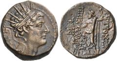 Greek SELEUKID KINGS. Antiochos IV Epiphanes, 175-164 BC. (Bronze, 19 mm, 6.21 g, 1 h), quasi-municipal issue, Antioch-on-the-Kallirhoe (Edessa), circa 168-164. Radiate and diademed head of Antiochos 