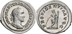 Roman Imperial & Provincial Gordian II, 238. Denarius (Silver, 21 mm, 2.79 g, 6 h), Rome. IMP M ANT GORDIANVS AFR AVG Laureate, draped and cuirassed bust of Gordian II to right. Rev. PROVIDENTIA AVGG 