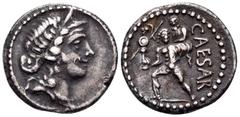 Roman Republican & Imperatorial Julius Caesar, late 48-47 BC. Denarius (Silver, 17 mm, 3.73 g, 6 h), military mint traveling with Caesar in North Africa. Diademed head of Venus to right. Rev. CAESAR A