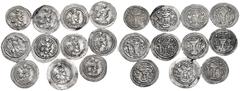 Large Lots SASANIAN KINGS. Circa 5th century AD. Drachm (Silver, 44.45 g). Lot of Eleven (11) Sasanian Drachms from Yazgard II, 428-475, with various and interesting controls. An attractive group. Mos