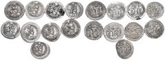Large Lots SASANIAN KINGS. Circa 5th century AD. Drachm (Silver, 36.97 g). Lot of Nine (9) Sasanian Drachms from Bahram V, 420-438, with various and interesting controls. An attractive group. Mostly g
