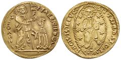 Early Medieval & Islamic CRUSADERS. Knights of Rhodes (Knights Hospitallers). Fabrizio del Carretto, 1513-1521. Ducat (Gold, 22,5 mm, 3.48 g, 6 h), imitating the Venetian Ducat, mint of Rhodes. •F•FAB