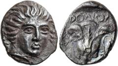 "Collection sans Pareille" of Ancient Greek Fractions, Part II ISLANDS OFF CARIA, Rhodos. Rhodes. Circa 400-350 BC. Hemidrachm (Silver, 13 mm, 1.75 g, 12 h). Head of Helios facing, head turned slightl